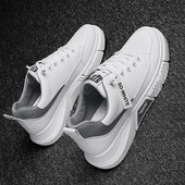 Alkalmi férfi tornacipő fűzővel és lapos talppal, öko bőrből