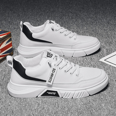 Alkalmi férfi tornacipő fűzővel és lapos talppal, öko bőrből