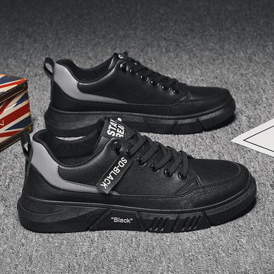 Alkalmi férfi tornacipő fűzővel és lapos talppal, öko bőrből