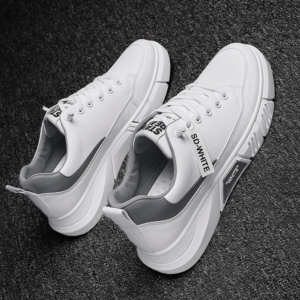 Alkalmi férfi tornacipő fűzővel és lapos talppal, öko bőrből