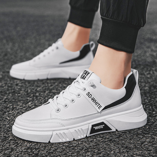 Alkalmi férfi tornacipő fűzővel és lapos talppal, öko bőrből