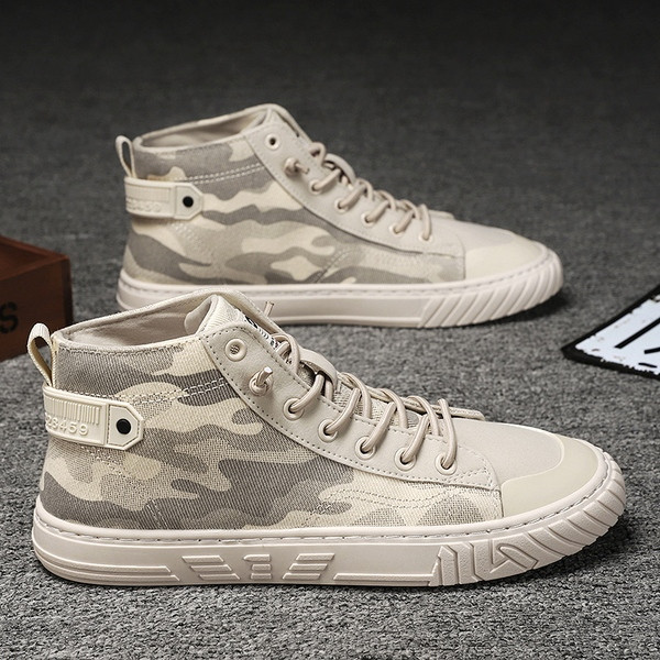 Férfi terepszínű tornacipő lapos talppal