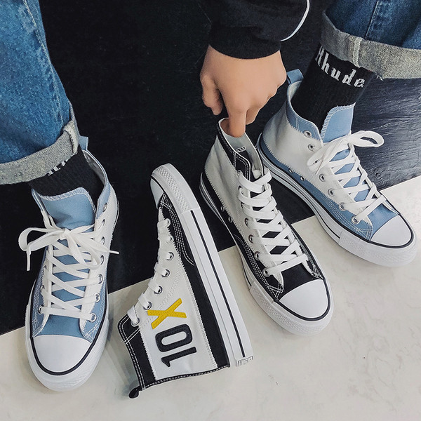 Magas modell vászon tornacipő feliratokkal