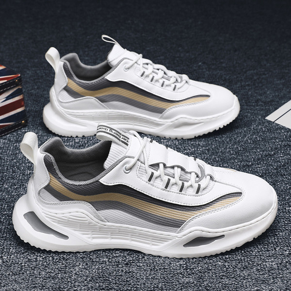 Légáteresztő férfi tornacipő magas talppal és fűzővel