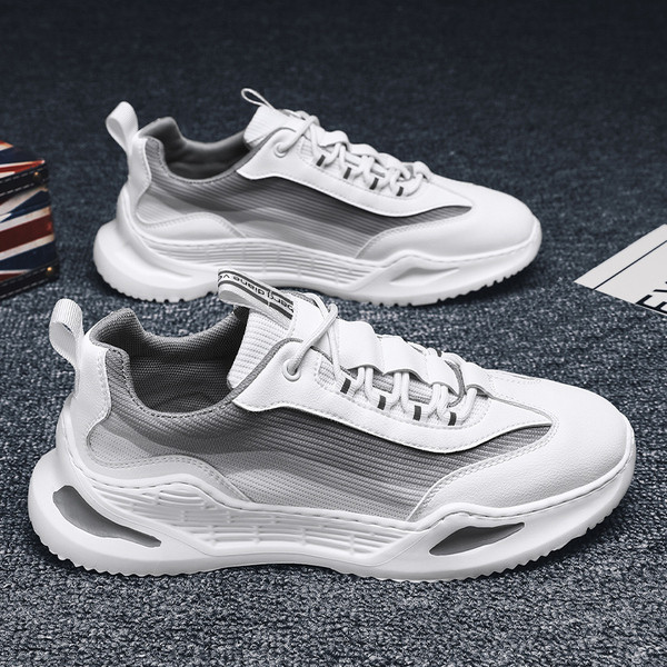 Légáteresztő férfi tornacipő magas talppal és fűzővel