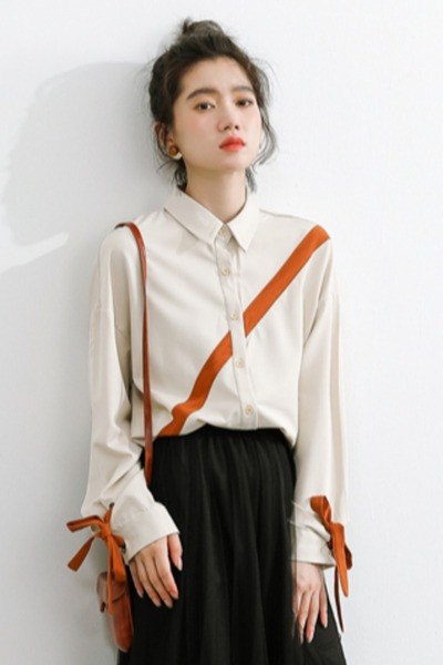 Moderna ženska košulja s vezicama i klasičnim ovratnikom