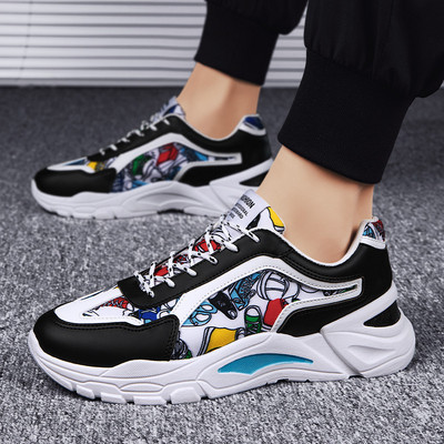 Eko bőrből készült férfi tornacipő - lapos talp