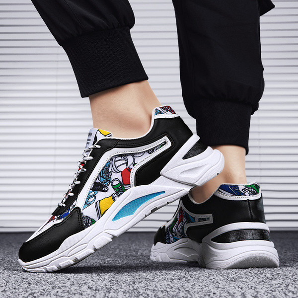 Eko bőrből készült férfi tornacipő - lapos talp