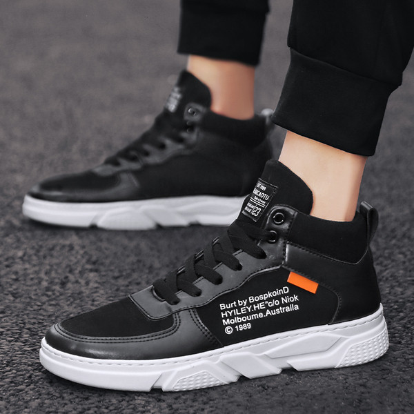 Sport magas férfi bőr tornacipő fűzővel