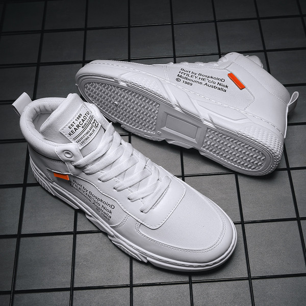 Sport magas férfi bőr tornacipő fűzővel