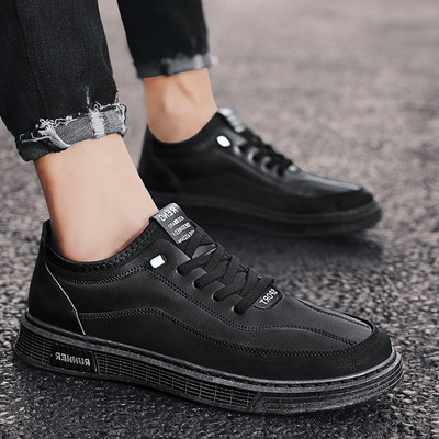 Ανδρικά αθλητικά παπούτσια μοντέρνα από οικολογικό δέρμα με ίσια σόλα και κορδόνια