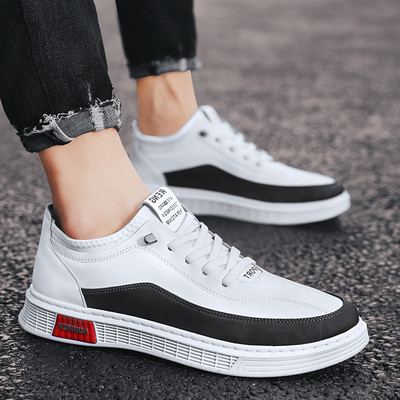 Ανδρικά αθλητικά παπούτσια μοντέρνα από οικολογικό δέρμα με ίσια σόλα και κορδόνια