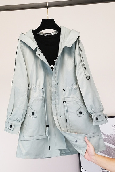 Naiste vabaaja sügisjope kapuutsi ja taskutega