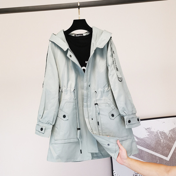 Naiste vabaaja sügisjope kapuutsi ja taskutega