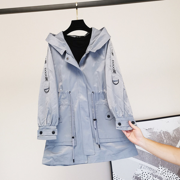 Naiste vabaaja sügisjope kapuutsi ja taskutega