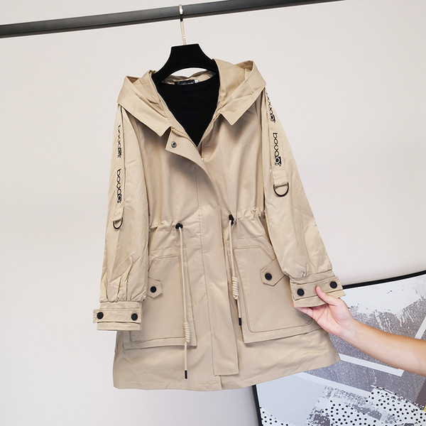 Naiste vabaaja sügisjope kapuutsi ja taskutega