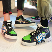 Eco bőrből készült magas cipők színes rátéttel