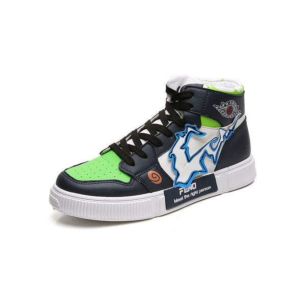 Eco bőrből készült magas cipők színes rátéttel