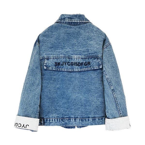 Naiste vabaaja teksajakk klassikalise krae ja taskutega