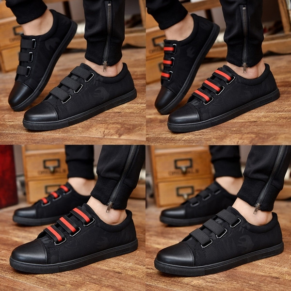 Férfi sportcipő lapos talppal, fekete színben