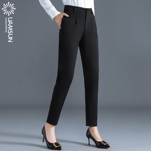 Modern női hosszúnadrág magas derékkal és cipzárral