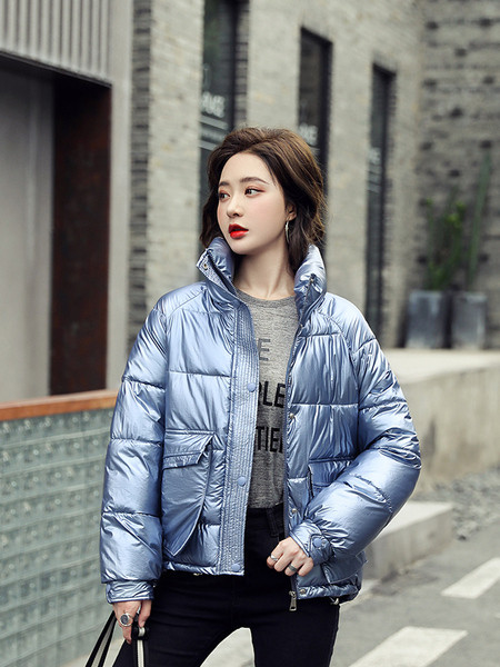 Ženska ležerna zimska jakna s patentnim zatvaračem i džepovima