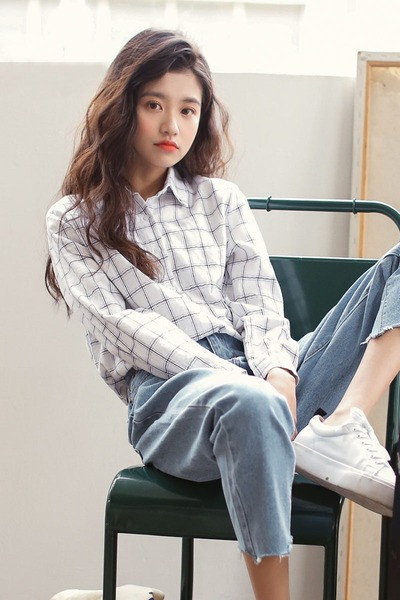 Női alkalmi kockás ing széles modell