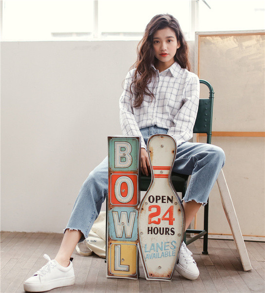 Női alkalmi kockás ing széles modell