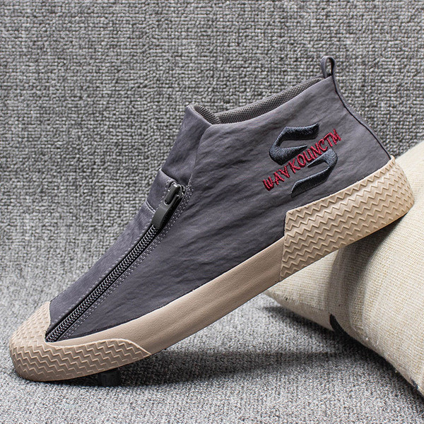 Férfi textil tornacipő cipzárral és hímzéssel