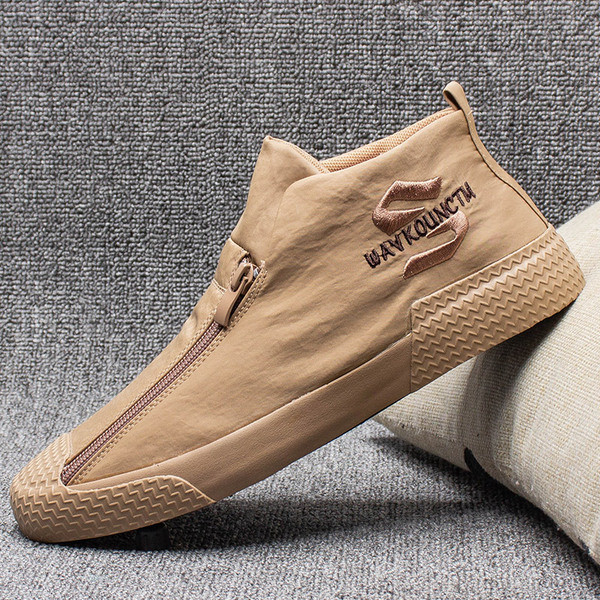 Férfi textil tornacipő cipzárral és hímzéssel