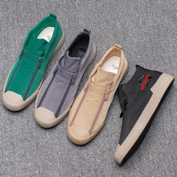 Férfi textil tornacipő cipzárral és hímzéssel