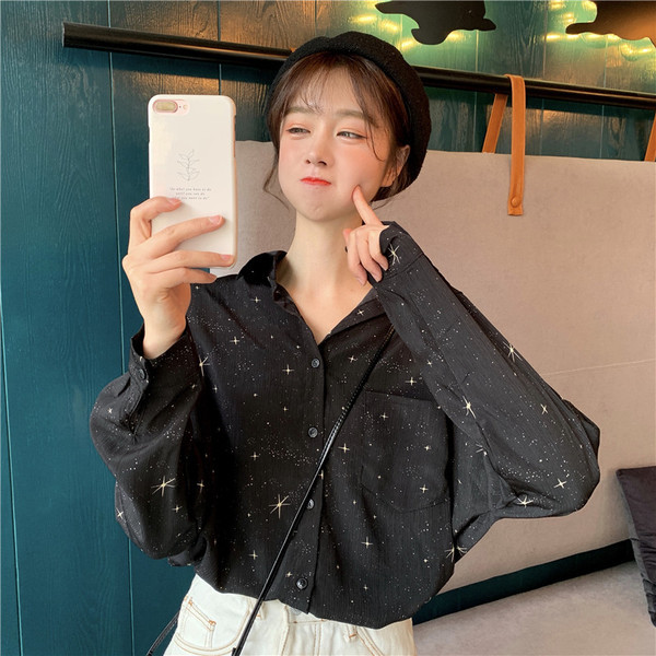 Alkalmi női ing széles modell zsebbel