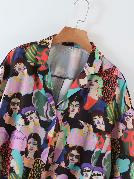 Kratka košulja s vezama i šarenim uzorkom