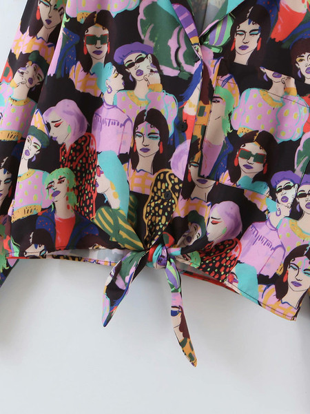 Kratka košulja s vezama i šarenim uzorkom