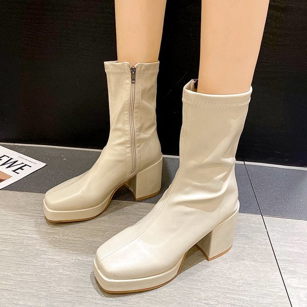 Modern női eko bőr csizma 8,5 cm sarokkal