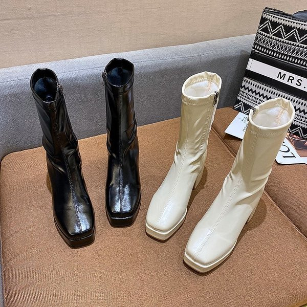 Modern női eko bőr csizma 8,5 cm sarokkal