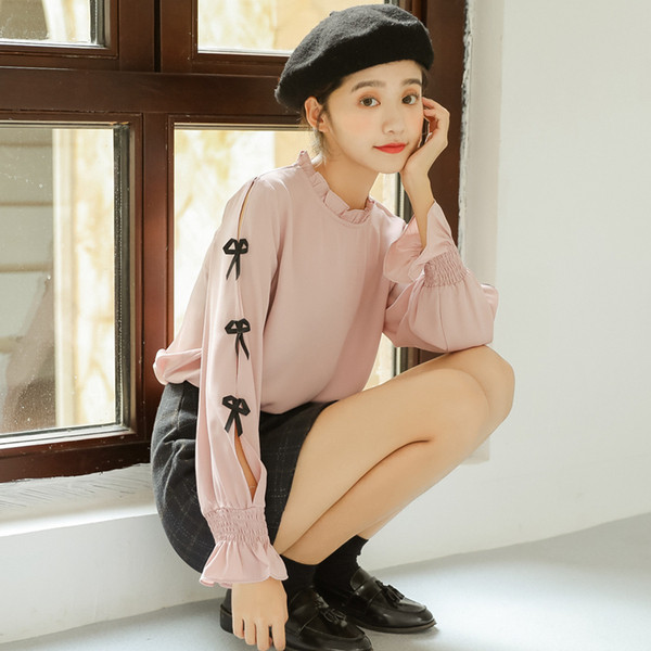 Moodne pikkade varrukatega naiste särk tavaline mudel