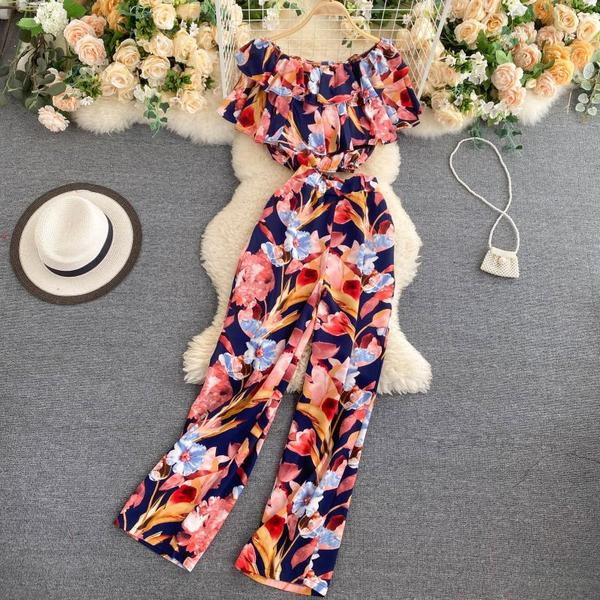 Naiste lühikeste varrukate ja pikkade pükstega pluusikomplekt