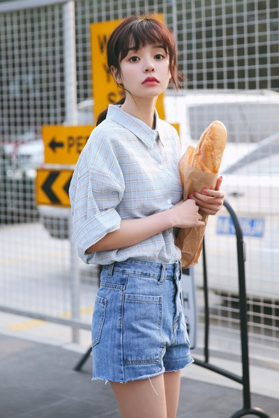 Ženska ležerna karirana košulja s klasičnim ovratnikom i širokim rukavima