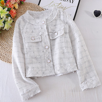 Γυναικείο, κοντό καρό παλτό με κουμπιά