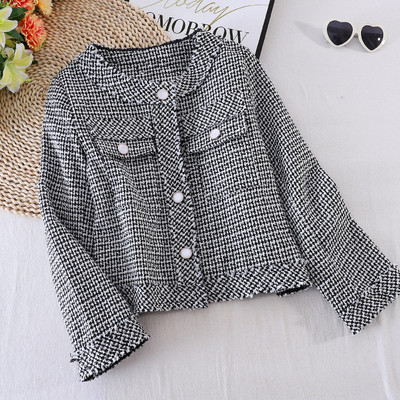 Γυναικείο, κοντό καρό παλτό με κουμπιά