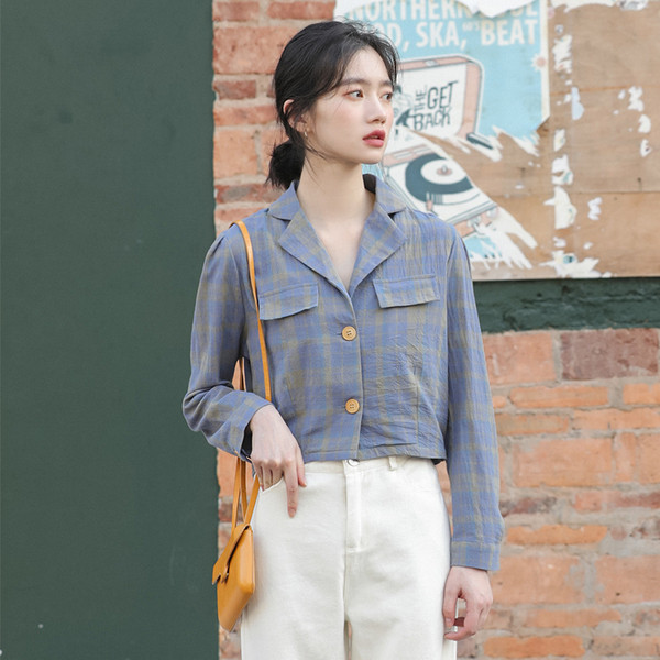 Ženska ležerna karirana košulja s gumbima