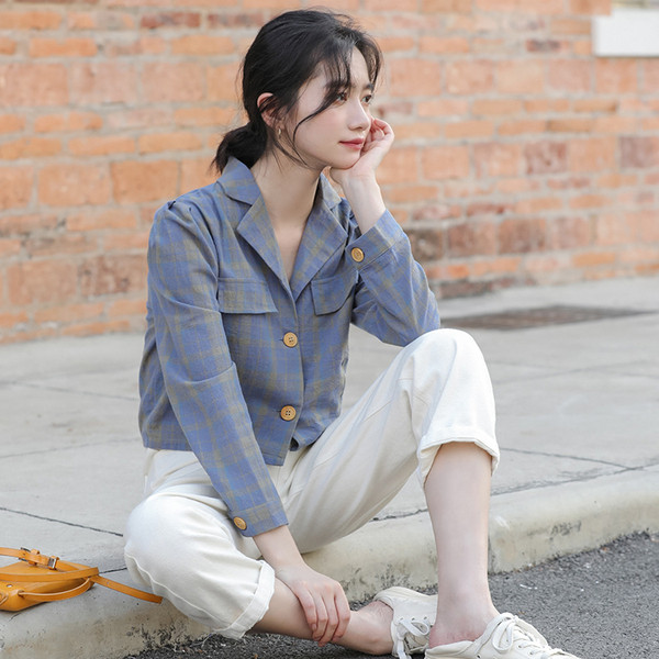 Ženska ležerna karirana košulja s gumbima