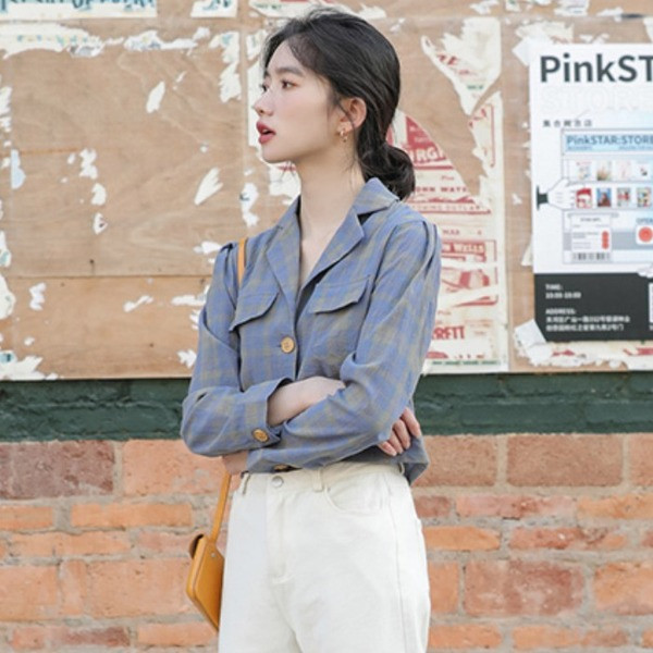 Ženska ležerna karirana košulja s gumbima