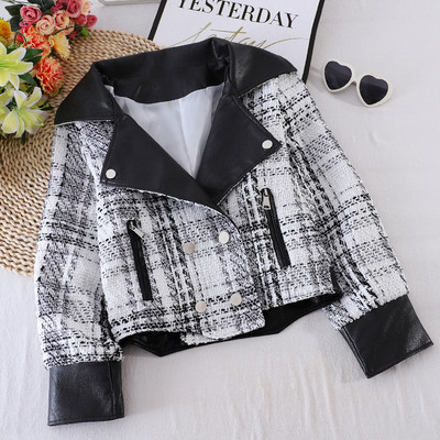 Ajakohane nahast elementide ja nööpidega naiste jope