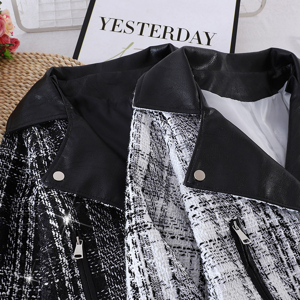 Ajakohane nahast elementide ja nööpidega naiste jope