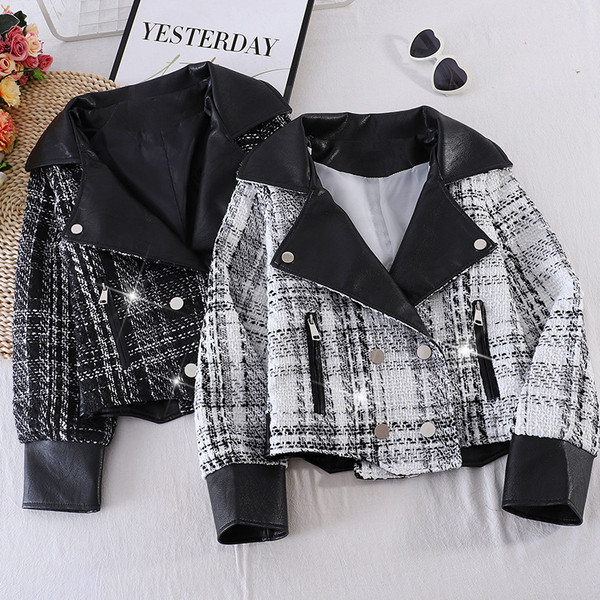 Ajakohane nahast elementide ja nööpidega naiste jope