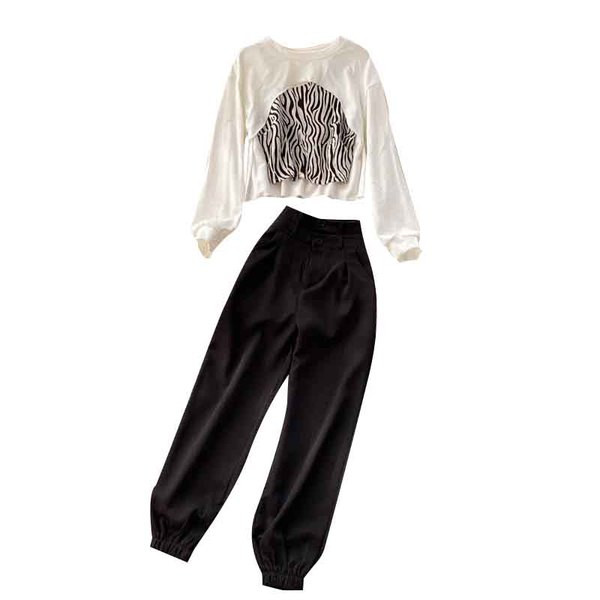 Casual γυναικείο σετ μακρύ παντελόνι, μπλούζα και φανελάκι