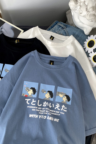 Ležerna muška majica kratkih rukava s printom u boji