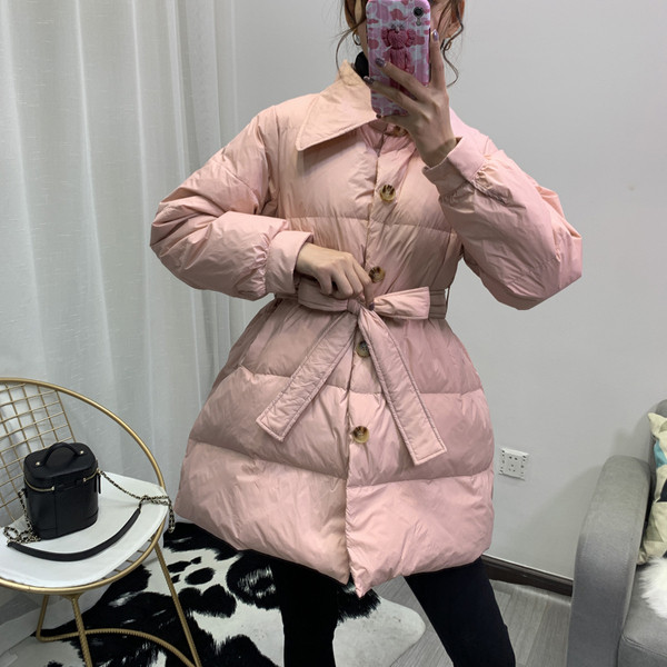 Novi model ženske zimske jakne sa pojasom oko struka